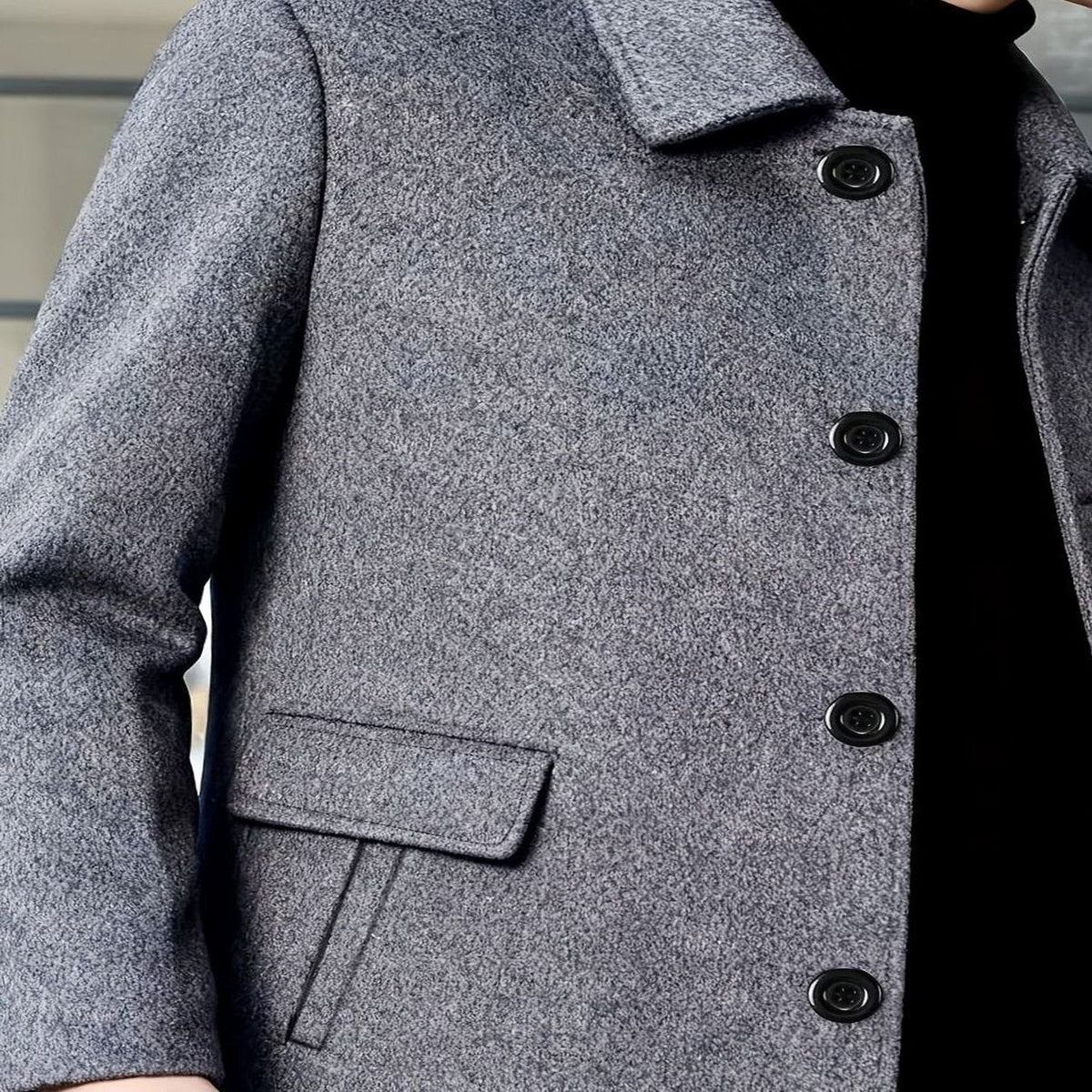 Samuel | Men's Single-Breasted Loose Fit Wool Trench Coat