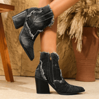 Amelia™ | Botines de tacón cuadrado con cremallera lateral