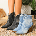 Amelia™ | Botines de tacón cuadrado con cremallera lateral