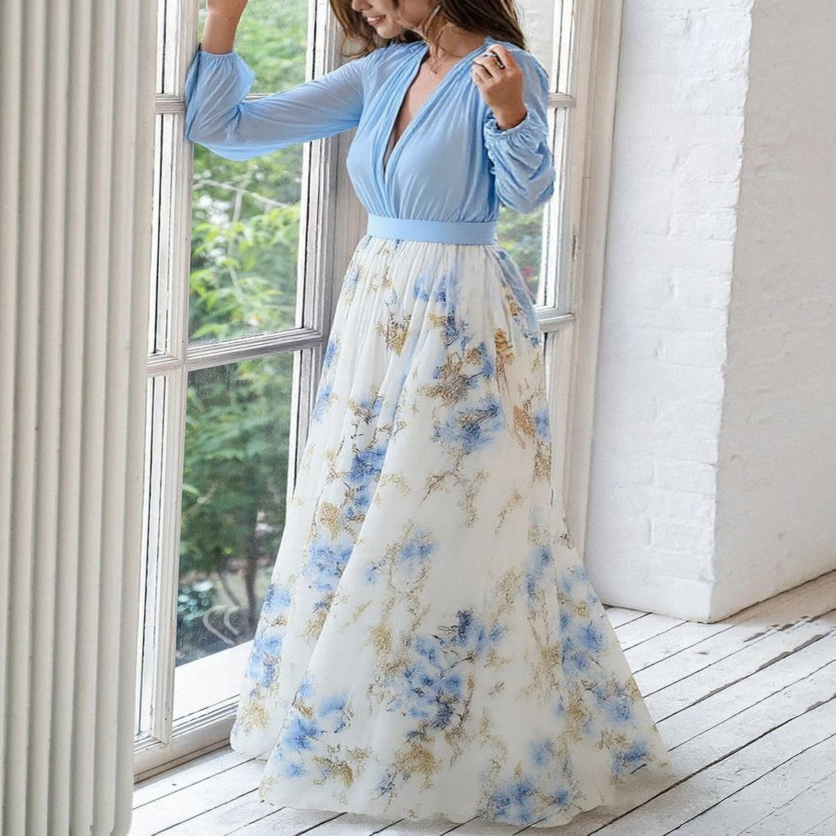 Long floral print dress