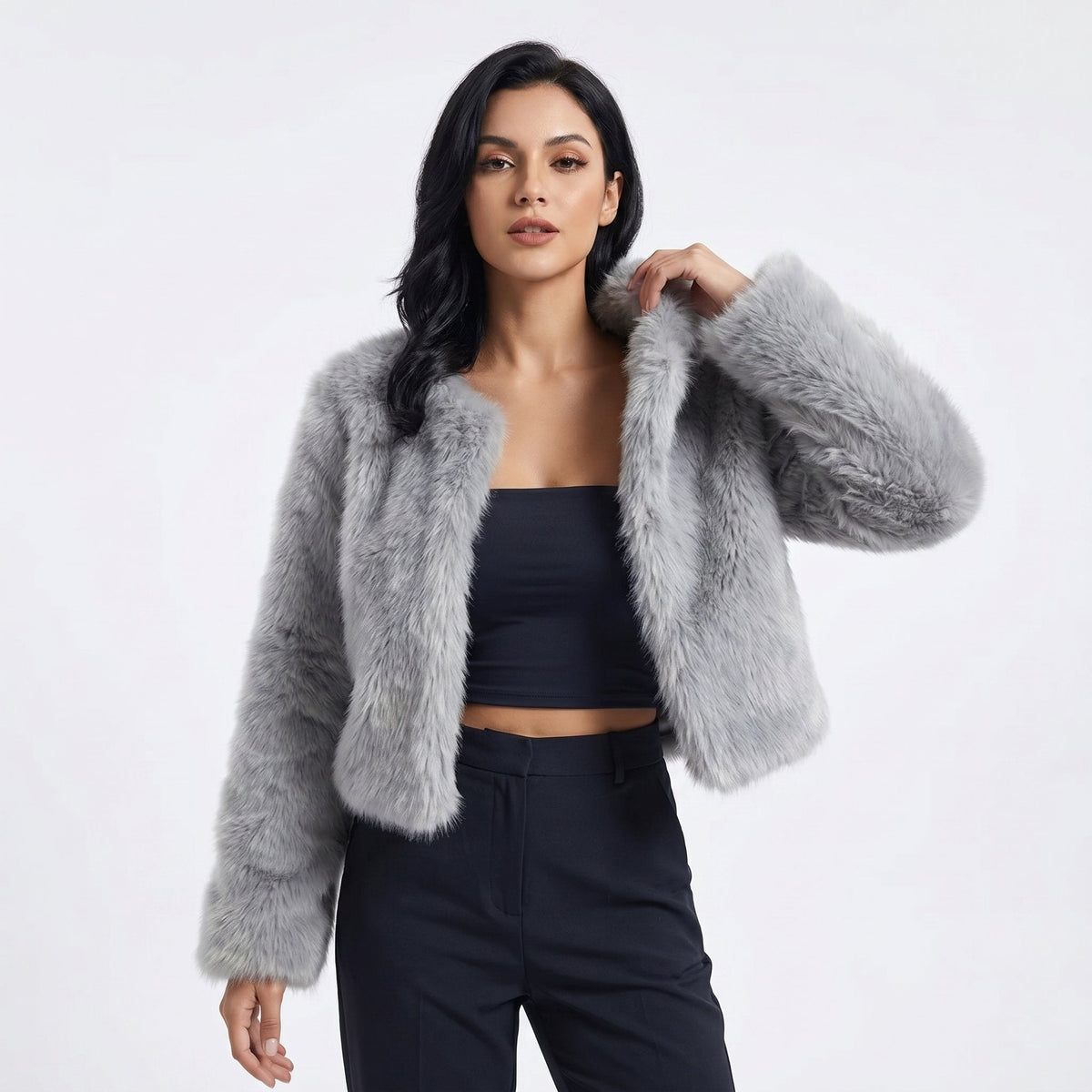 Mia | Chaqueta Cárdigan Corta de Pelo Sintético para Mujer
