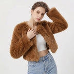 Mia | Chaqueta Cárdigan Corta de Pelo Sintético para Mujer