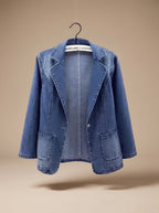 Olivia | Elegant Women's Denim Blazer with Single Button and Notch Lapel