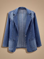 Olivia | Elegant Women's Denim Blazer with Single Button and Notch Lapel