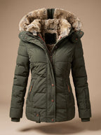 Evelyn | Women's Padded Winter Coat with Faux Fur Hood