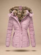 Evelyn | Women's Padded Winter Coat with Faux Fur Hood