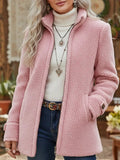 Emma | Women's Fleece Teddy Coat with Zipper and Mandarin Collar