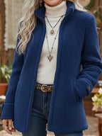Emma | Women's Fleece Teddy Coat with Zipper and Mandarin Collar