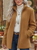 Emma | Women's Fleece Teddy Coat with Zipper and Mandarin Collar