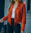 Evelyn | Chaqueta Motera Corta de Ante con Flecos para Mujer