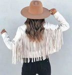 Evelyn | Chaqueta Motera Corta de Ante con Flecos para Mujer